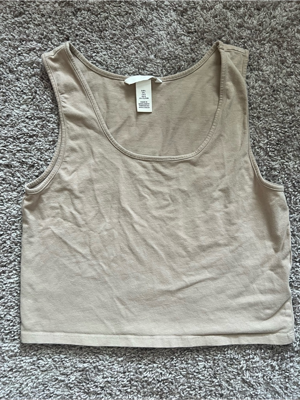 H&M Basics Scoop Crop Tank Top in Beige L
